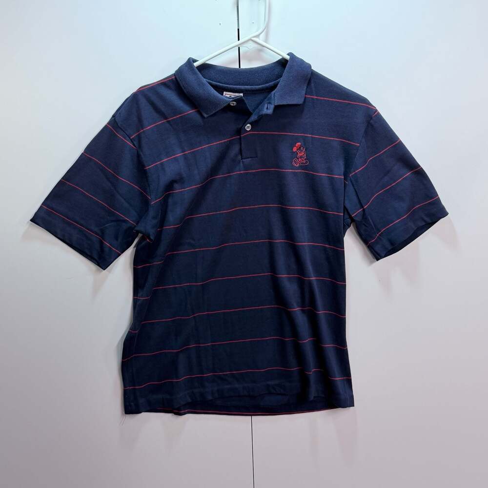 Vintage Disney Wear Mickey Mouse Embroidered Striped Polo Shirt Youth L/XL